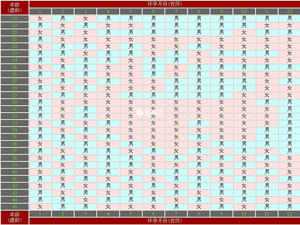 生男生女表99准确度照片